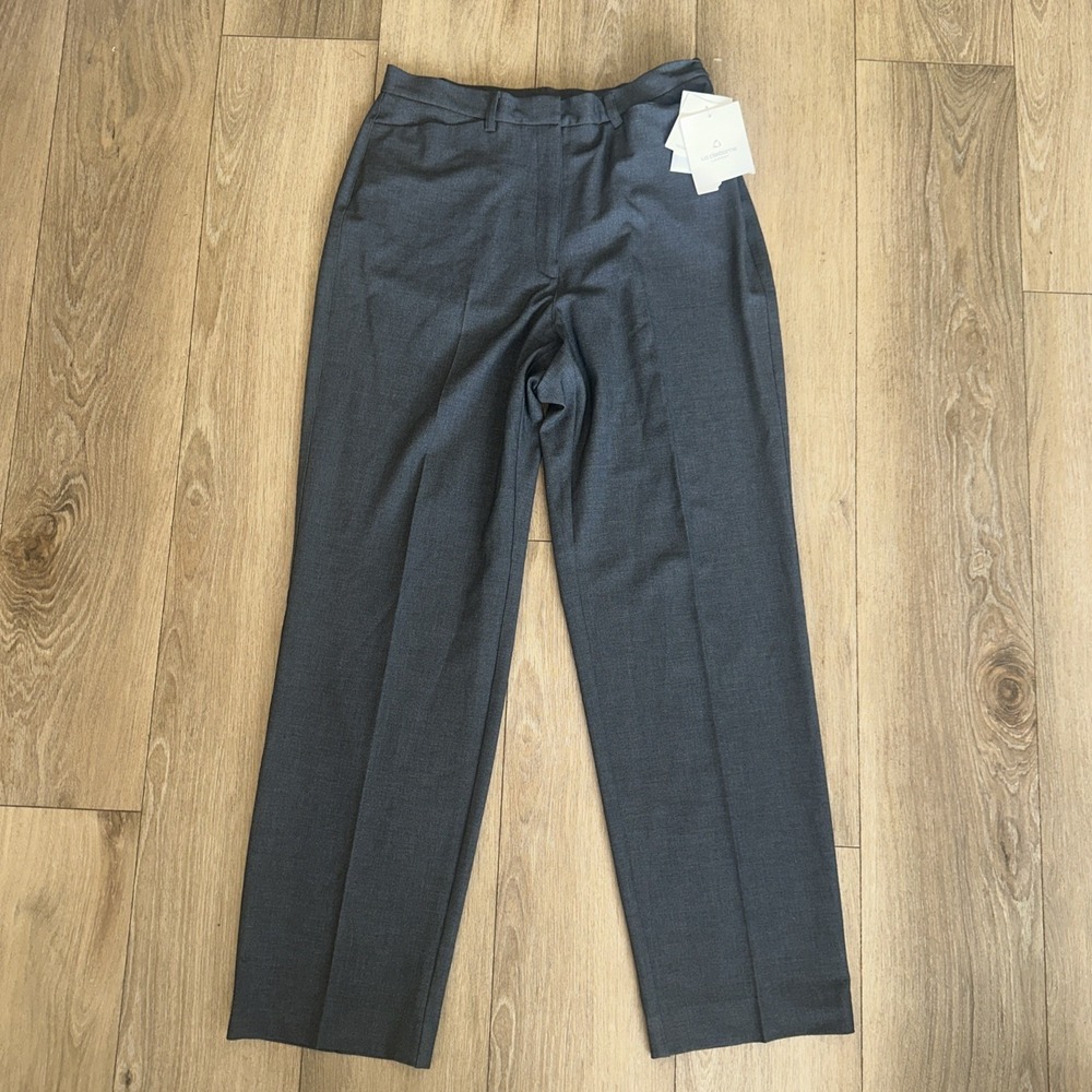 Lizsport Women‎ 14 Pleated Dress Pants Office Gray Preppy Straight Leg Business